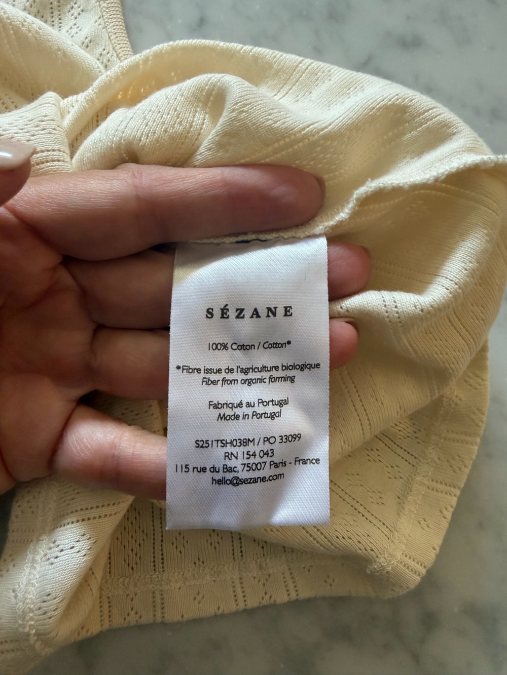 Sezane Juan Top in Cream Pointelle - Picture 6 of 6